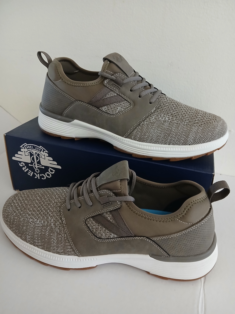 Dockers Size 13 M Men's Grey Knit Lace-Up Casual Sneakers New $40 - Picture 2 of 9